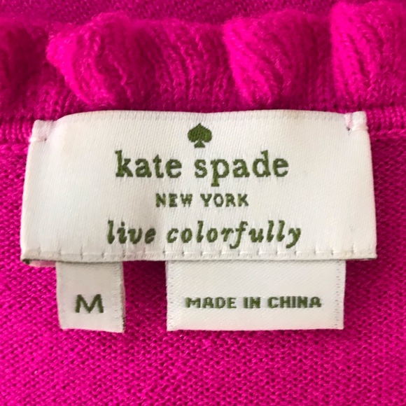 Kate spade 100% wool hot pink ruffle sweater M - Picture 2 of 8